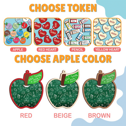 Personalized Teacher Apple Magnet with Studen's name, Teacher Appreciation Gifts