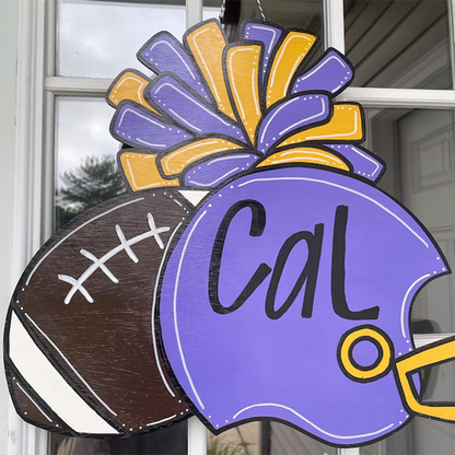 Hand Painted Custom Personalized Football Cheerleader Game Day Door Hanger