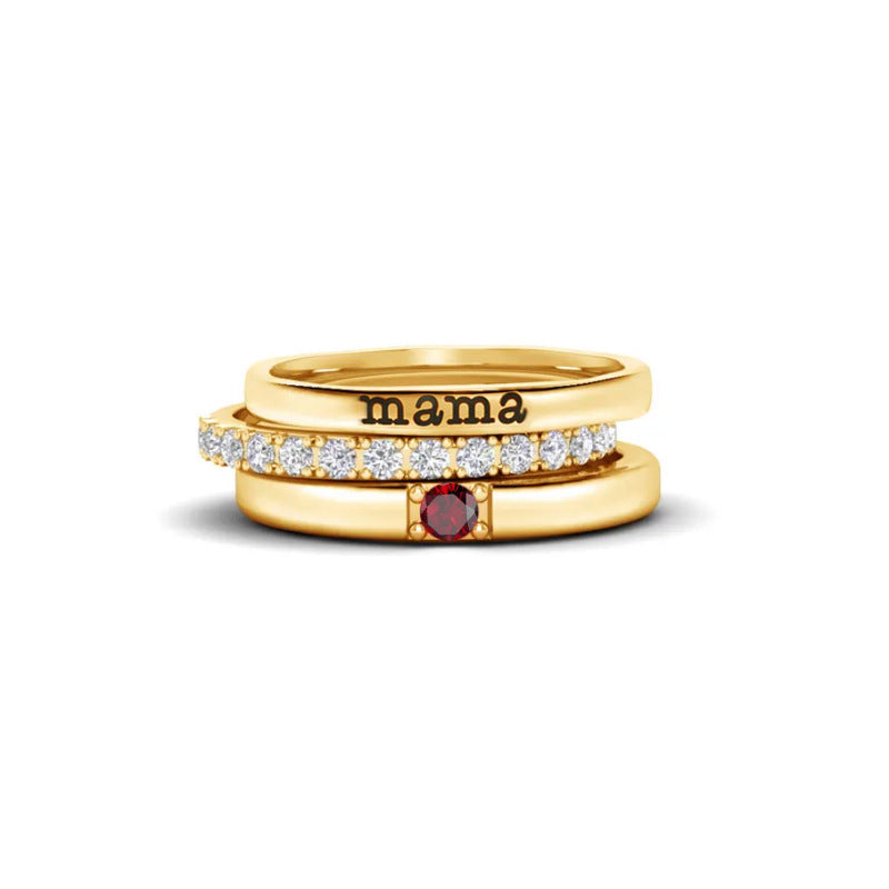 Birthstone Ring Set | Stackable Personalized Name Rings