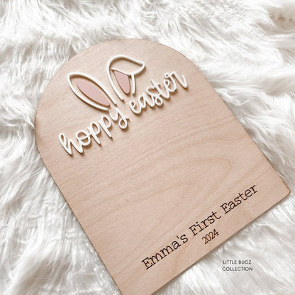 our little bunny easter sign, baby's first easter sign, baby footprint keepsake,