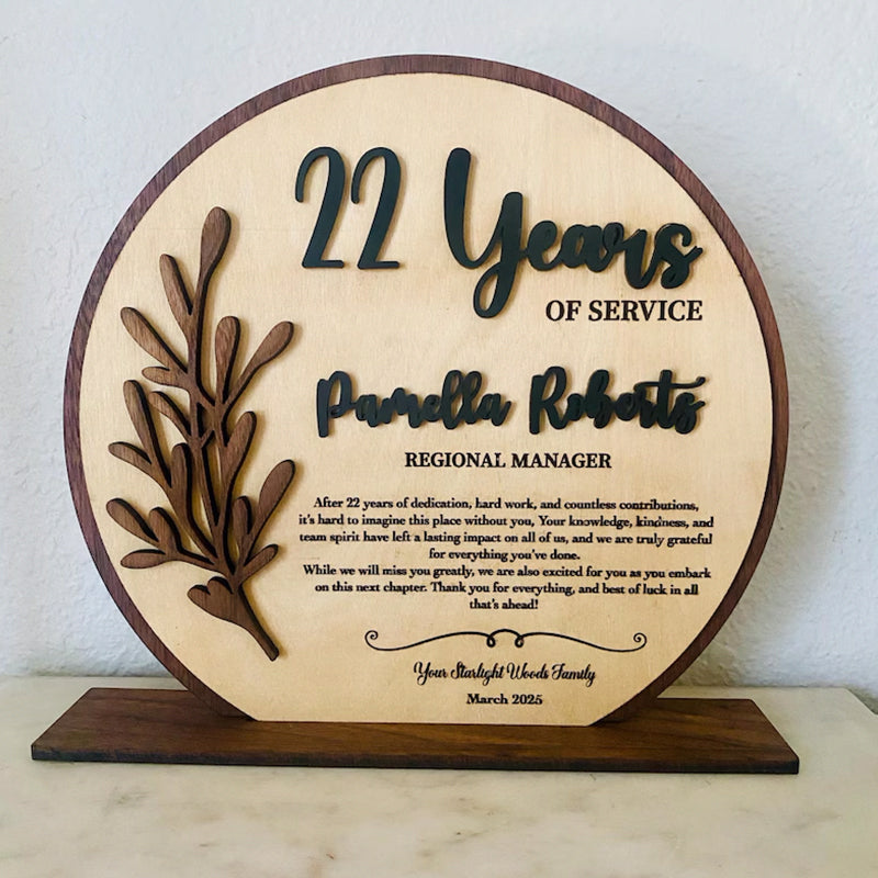 Retirement plaque recognition gift years of service farewell gift coworker gift