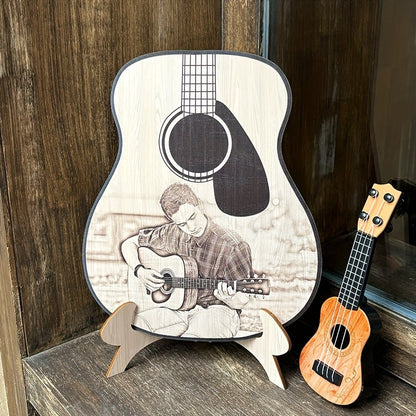 Handmade Solid Wood Guitar-Shaped Photo Keepsake