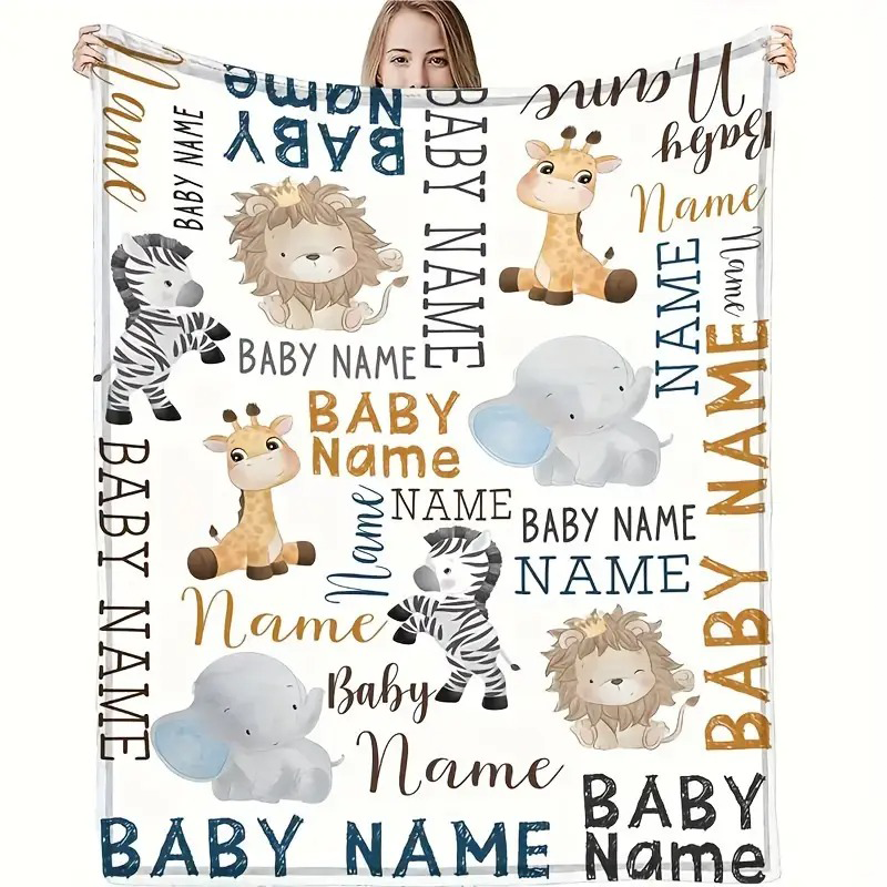 Custom Your Name, Animal Flannel Fleece Blanket