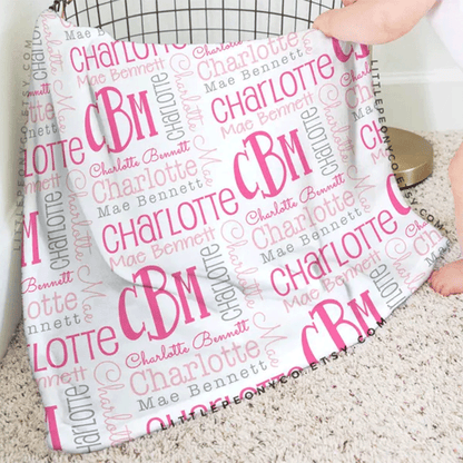 Personalized Baby Name Blanket - Baby Blanket - Name Pattern Blanket