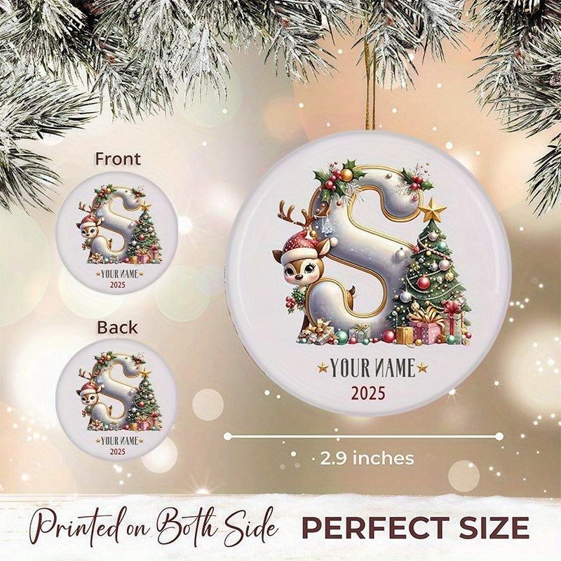 Personalized 2025 Christmas Letter  Ceramic Hanging Ornament
