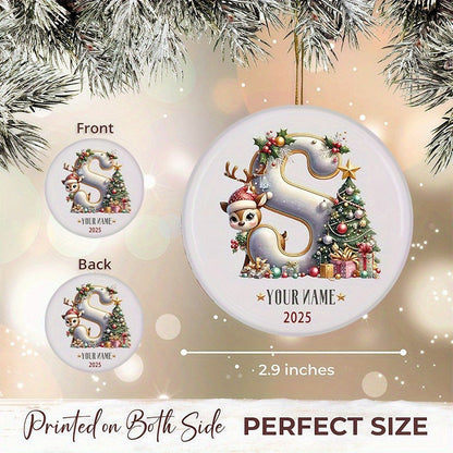 Personalized 2025 Christmas Letter  Ceramic Hanging Ornament