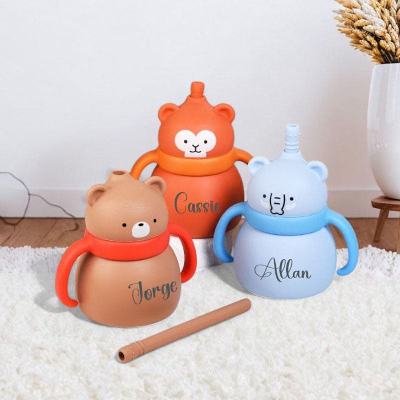 Silicone Baby Cup with Name 7oz, Gift for Baby, Toddler Silicone Cup 200 ml