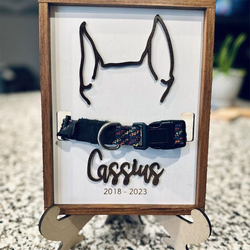 Custom Memorial Dog Ears Art, Collar Sign, Dog Memorial
