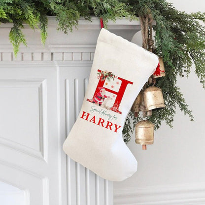 Personalized Santa Stocking with Name, Christmas Name Stocking