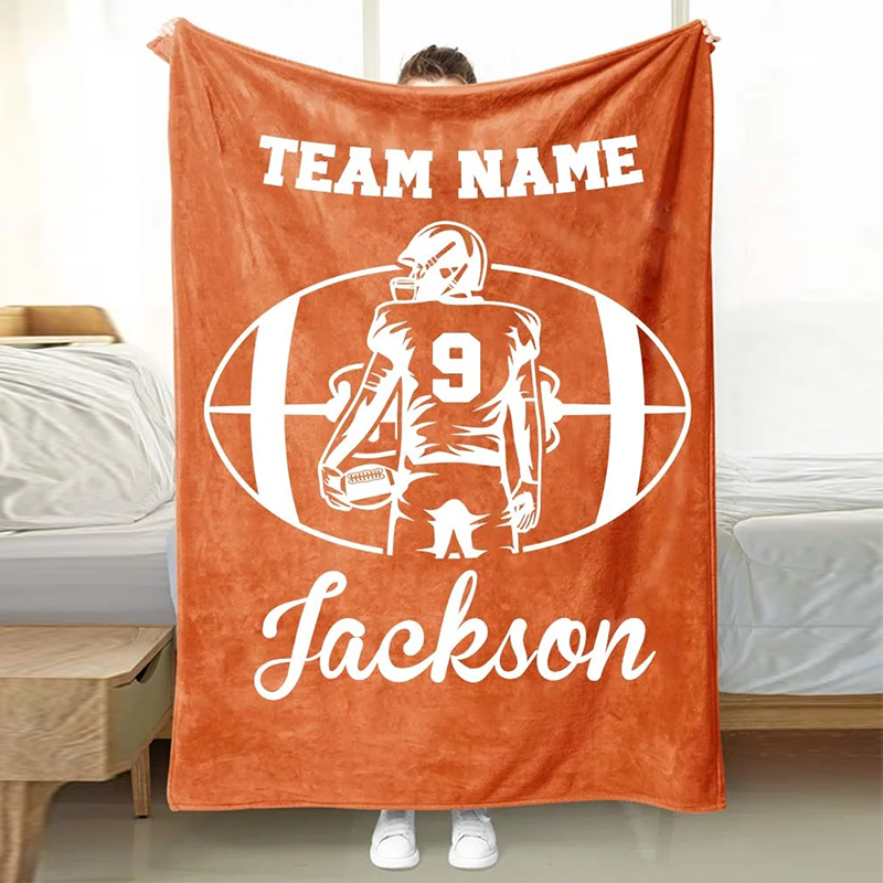 Football Customized Name and Number Blanket