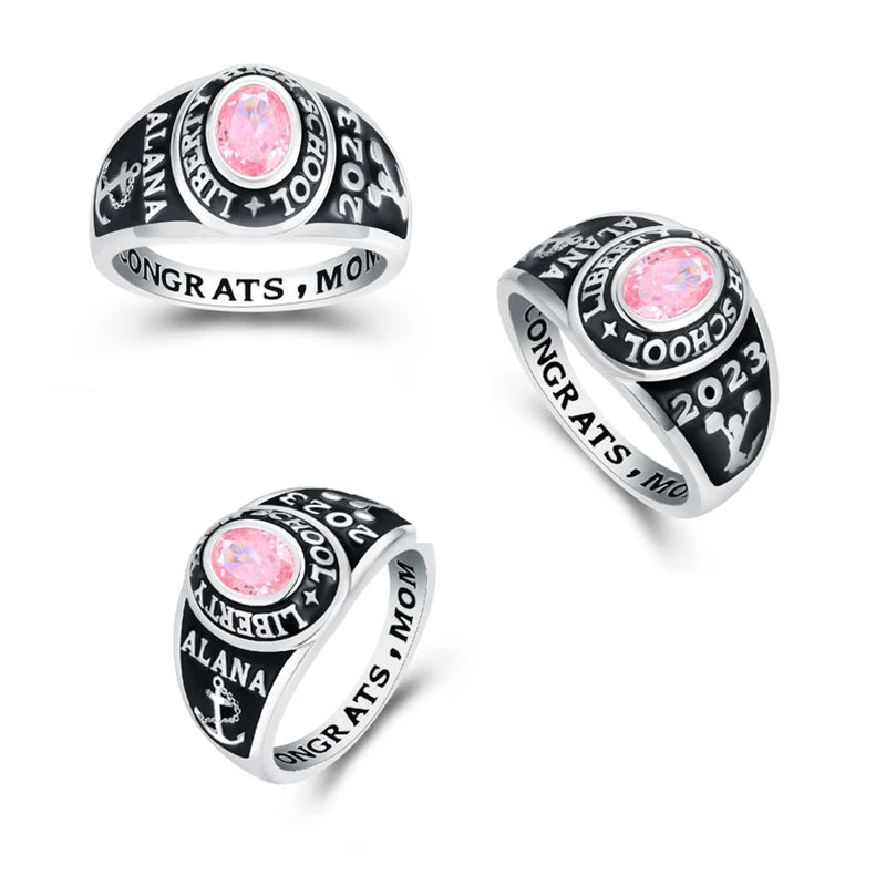 Best Value! Women's customizable silver class ring Graduation Gift