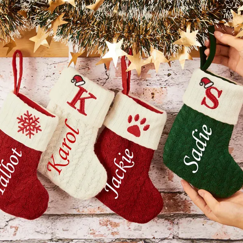 Personalized Mini Christmas Stockings with Names Family Knitted Christmas Stockings