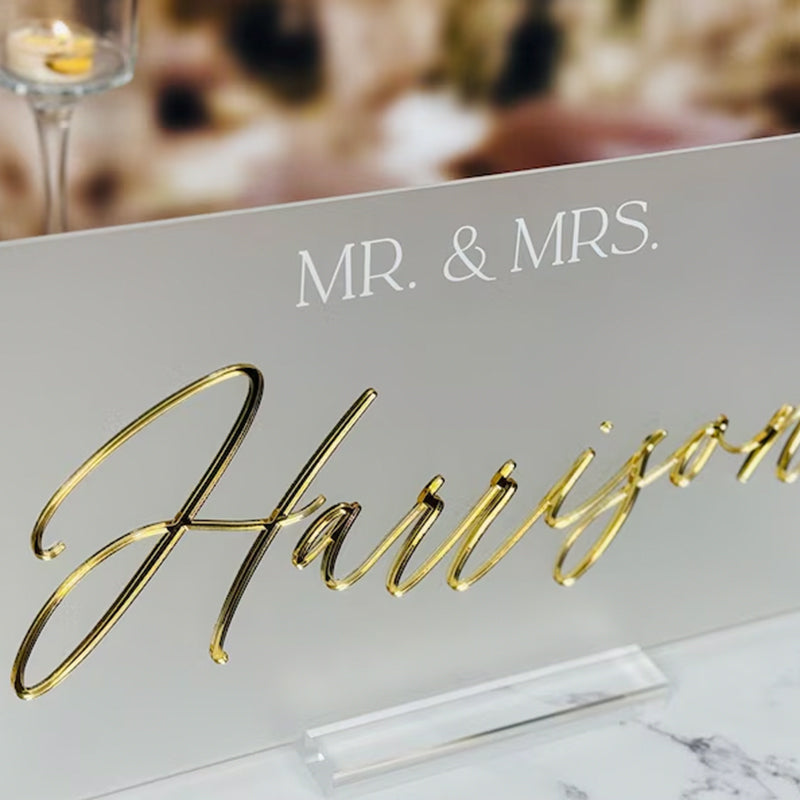 3D Mirrored Acrylic Wedding Head Table Mr Mrs Sign