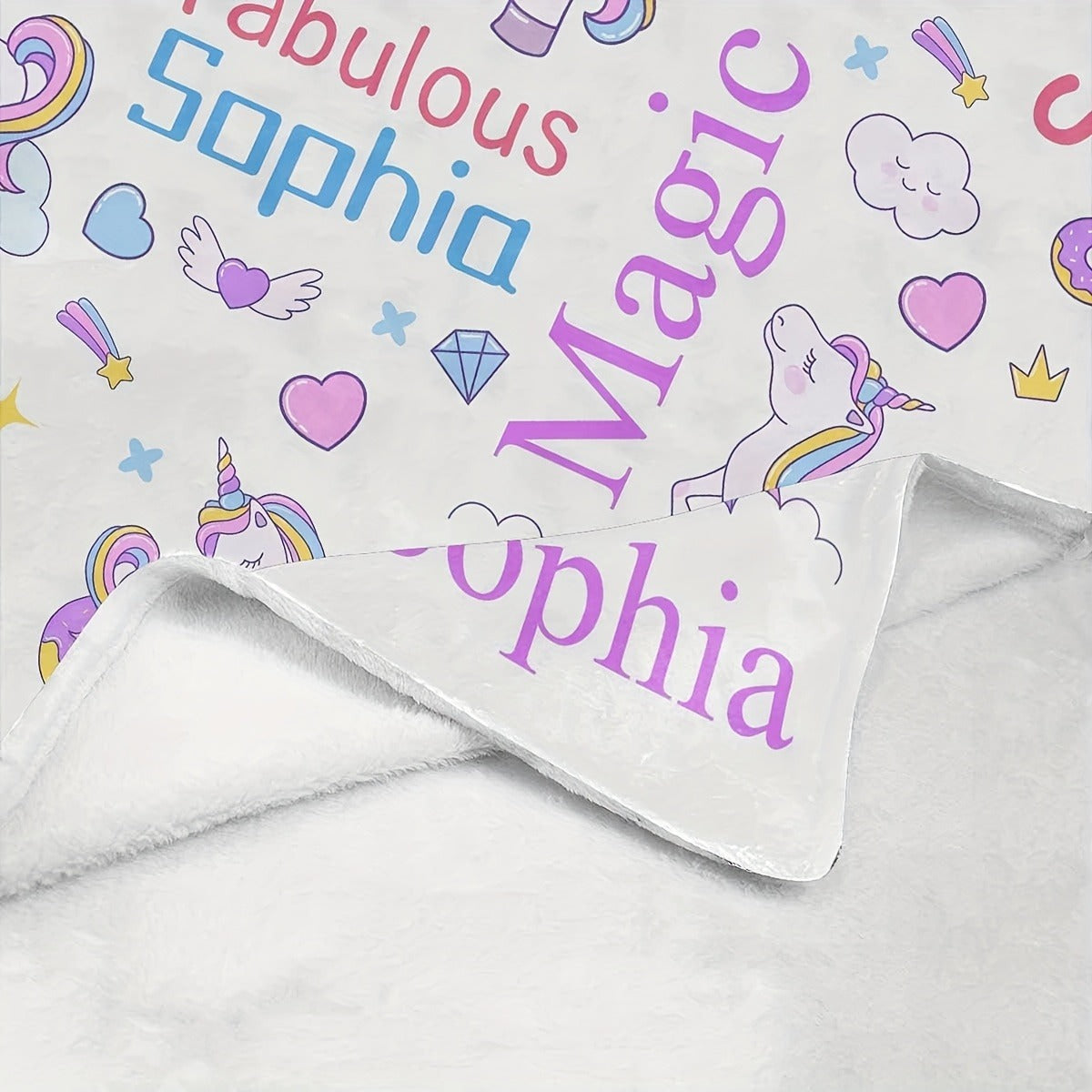 Personalized Pink Unicorn Flannel Fleece Blanket