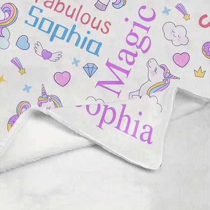 Personalized Pink Unicorn Flannel Fleece Blanket