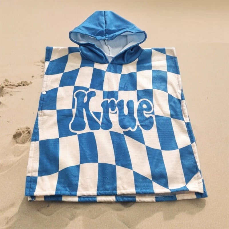 Custom Name Kids Beach Towel, Personalized Hooded Beach Towel