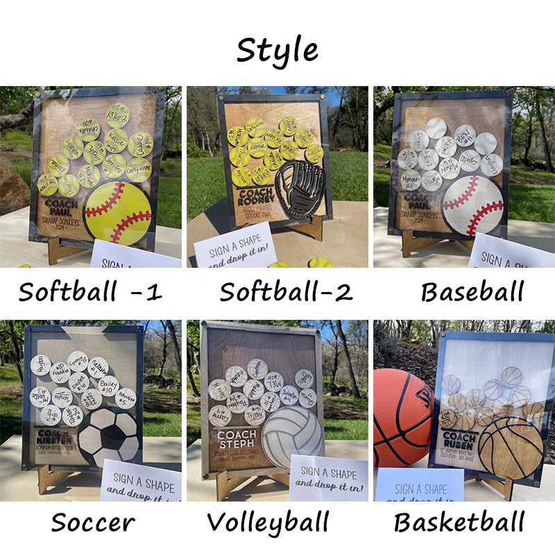 Custom Softball  Baseball  Volleyball Basketball  Soccer Coach Gift Drop Box Plaque