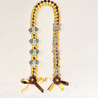 Graduation Lei, 2-Color Double Braid with Paper Decoration, Personalized Letters & Numbers