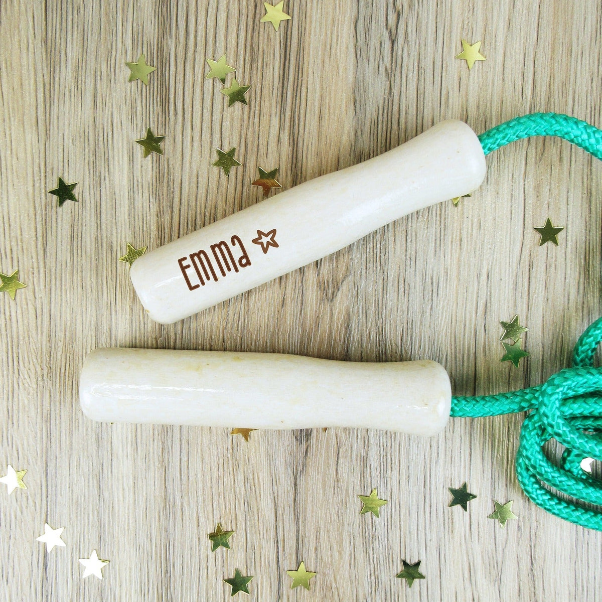 Personalised Wood & Coloured Children's Skipping Rope with Any Name