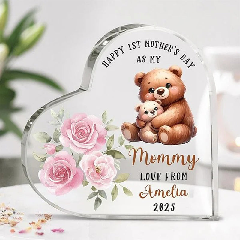 Personalized Happy 1st Mother's Day Cute Animal Heart