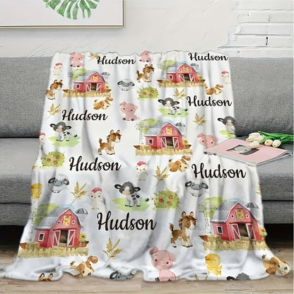 Personalized Text Customization, Animal Farm Print Blanket