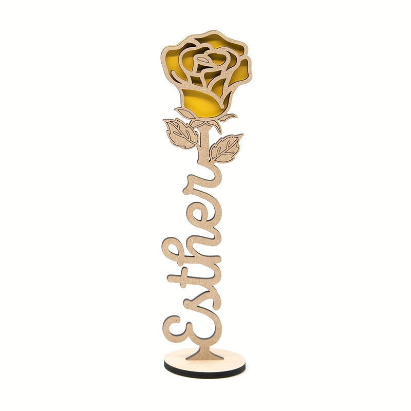 Personalized Wooden Rose Tabletop Decor