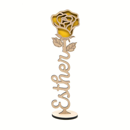 Personalized Wooden Rose Tabletop Decor