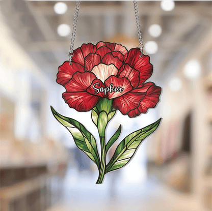 Birth Flower With Name Suncatcher Mothers Day Gift For Mom