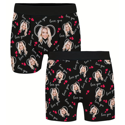 Custom Photo Print Boxer Briefs, High-Elastic Polyester
