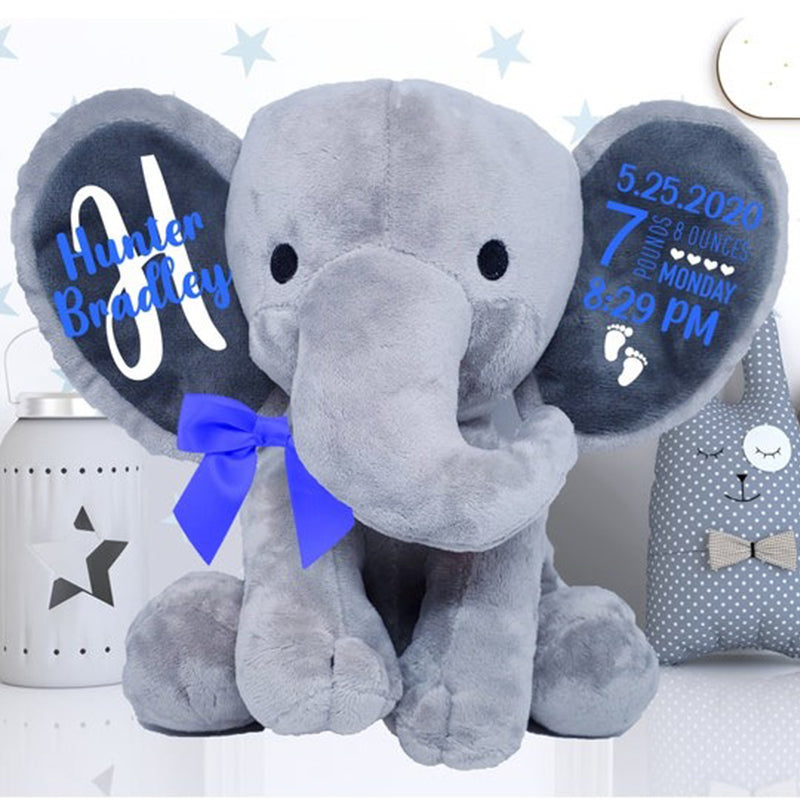 Personalized elephant, stuffed animal gift, baby shower gift, newborn gift