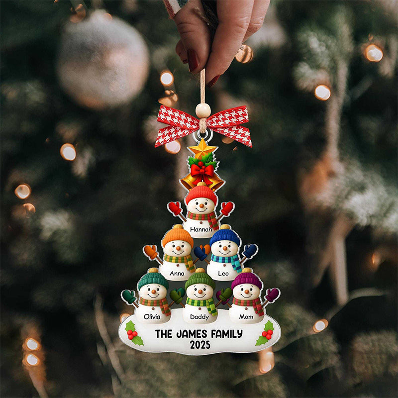 Custom Snowman Family Ornament, Personalized Christmas Ornament with Names