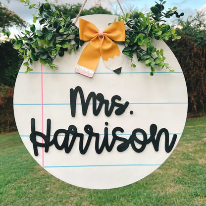 Personalized Teacher Door Hanger, 3D laser cut, teacher sign