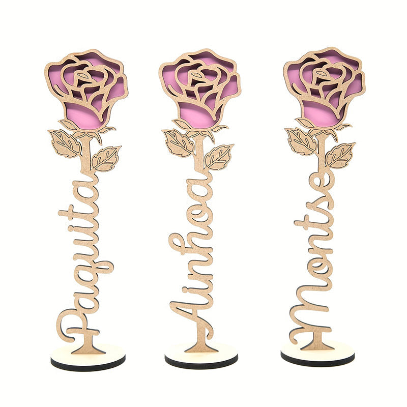 Personalized Wooden Rose Tabletop Decor