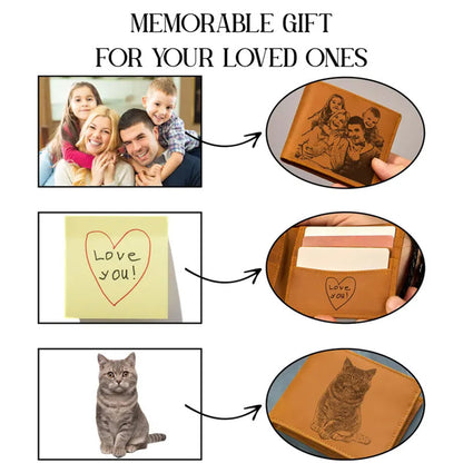 Personalized Engraved Men's Photo Wallet, Leather Wallet For Him