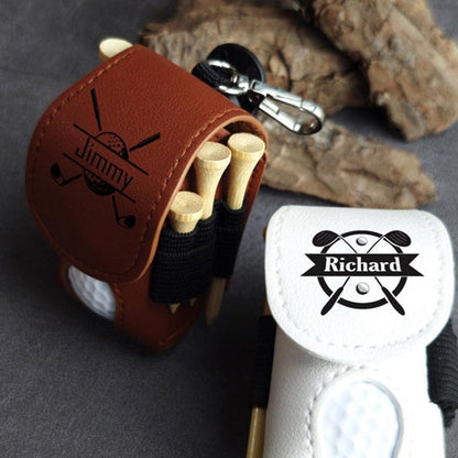 Leather Personalized Golf Ball Bag-Golf Ball And Tees Holder-Golf Holder-Accessories