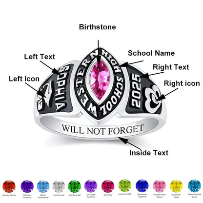 Class rings for women, high school graduation silver ring Graduation Gift