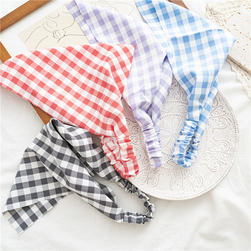 Customizable Gingham Dog Bandana with Elastic