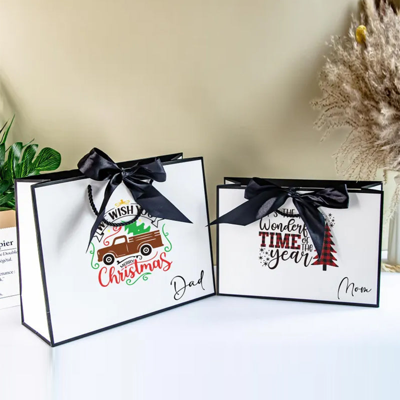 Custom 2025 Christmas Gift Bags, Personalized Women Xmas Gift Bags