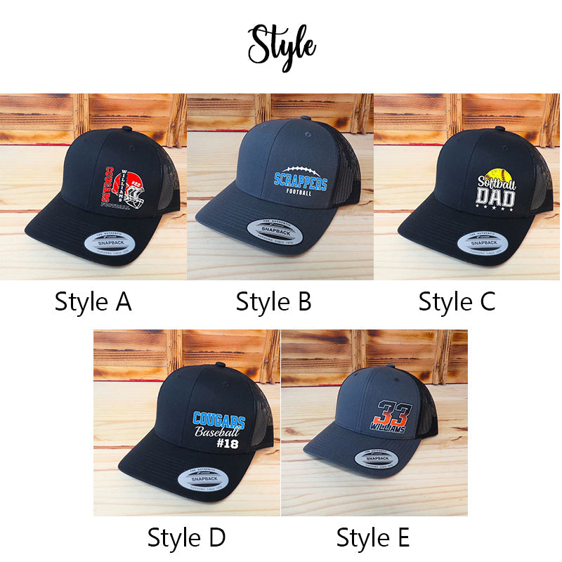 Custom Sport Hat,Football Softball Baseball Sport Hat, School Spirit
