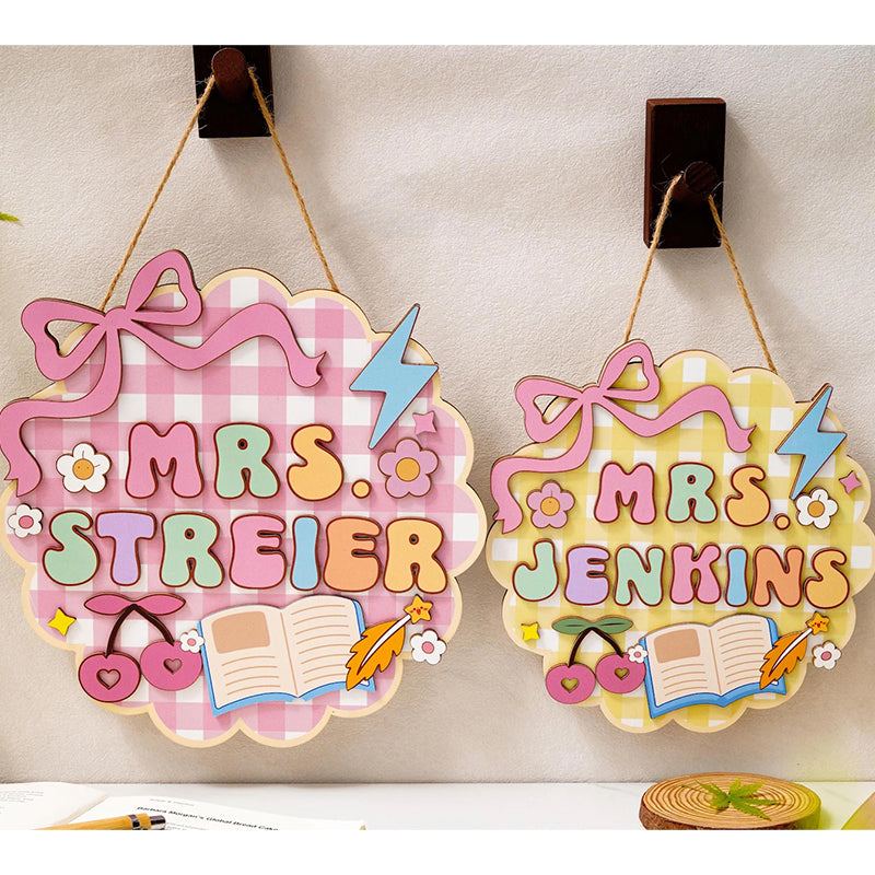 Personalized 3D Wood Teacher Door Sign, Classroom Door Hanger, Teacher Appreciation Gifts, Back To School Gift