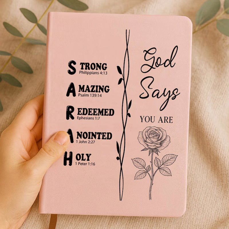 Personalized Christian Name Journal With Bible Verses, Custom Scripture Gift for Women