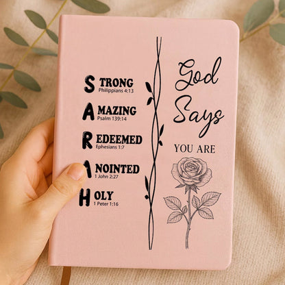 Personalized Christian Name Journal With Bible Verses, Custom Scripture Gift for Women