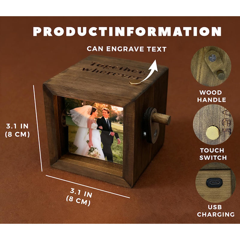 Personalized Photo Flipbook Animation Box,Custom wooden Photo Book with Light