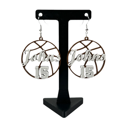 Custom Basketball Earrings - Personalized Name & Number