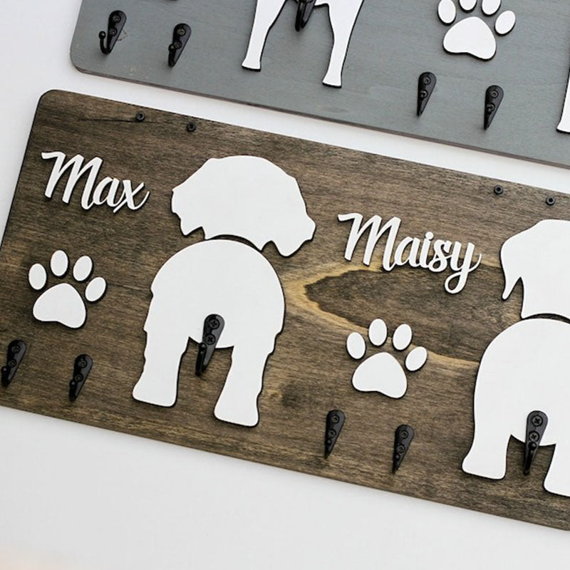 Custom Shiplap Dog Leash Holder, Personalized Leash holder