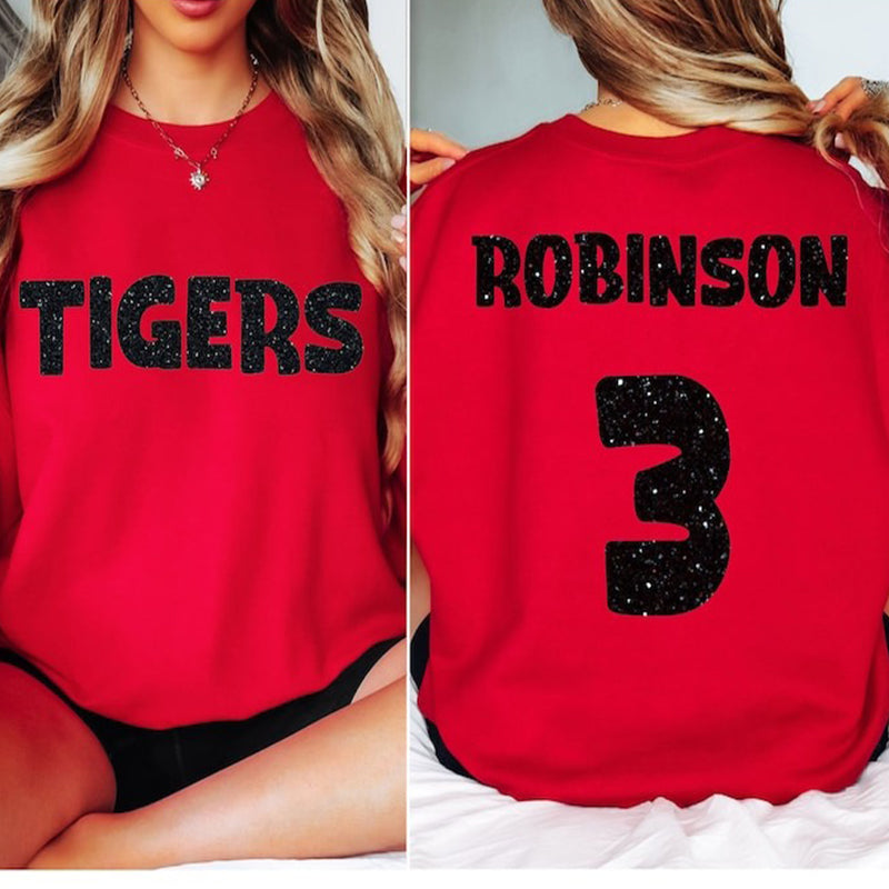 Custom Team Name Sweatshirt, Glitter Football Shirt, Mascot Sweatshirt