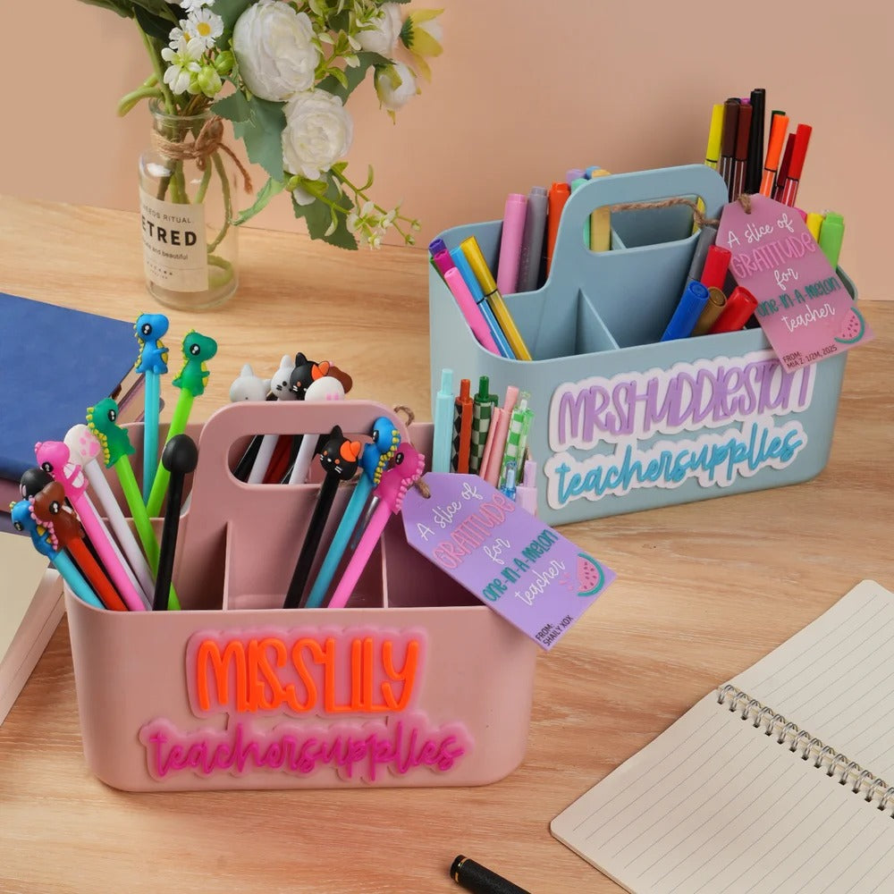 Personalised Teacher Fuel Caddy, Custom Desk Organiser