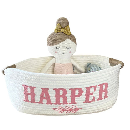 Baby Girl Gift Basket - Ivory Cream Baby Shower Personalized Gift Basket