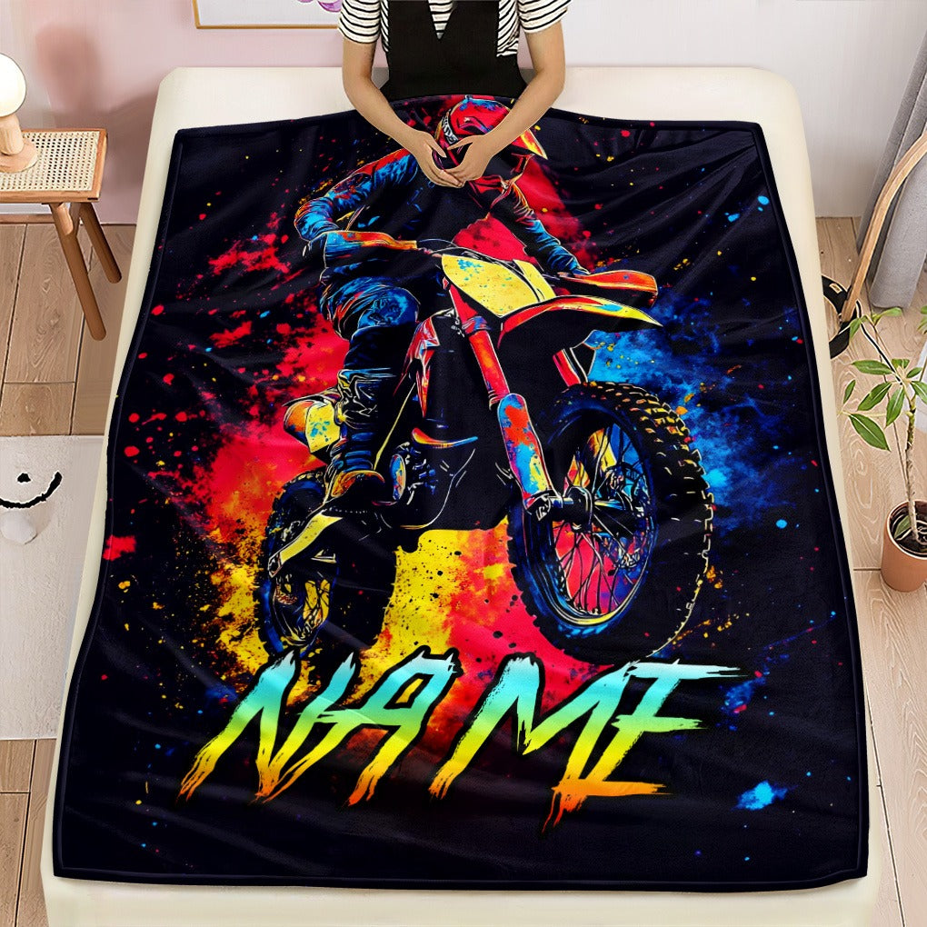 Custom Name Motorcycle Lovers Flannel Blanket