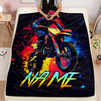 Custom Name Motorcycle Lovers Flannel Blanket